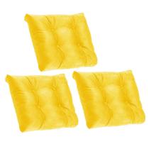 Kit 03 Almofada Para Poltrona Costela com Enchimento Tecido Sintético Amarelo - Ahazzo Móveis
