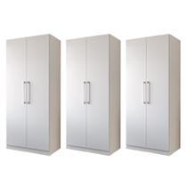 Kit 03 Armário Multiuso Grande 100% em MDF Rimo Branco Kit 03 Armário Multiuso Grande 100% em MDF Rimo Branco