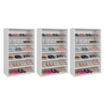 Kit 03 Armários Multiuso Sapateira Laís 5 Prateleiras Branco - Desk Design Kit 03 Armários Multiuso Sapateira Laís 5 Prateleiras Branco - Desk Design