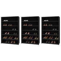 Kit 03 Armários Multiuso Sapateira Laís 5 Prateleiras Preto - Abmaza Kit 03 Armários Multiuso Sapateira Laís 5 Prateleiras Preto - Abmaza