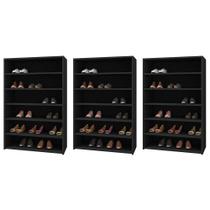 Kit 03 Armários Multiuso Sapateira Laís 5 Prateleiras Preto Kit 03 Armários Multiuso Sapateira Laís 5 Prateleiras Preto