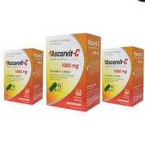 Kit 03 Ascorvit Vitamina C 1000mg + Zinco 60Cps - Maxinutri