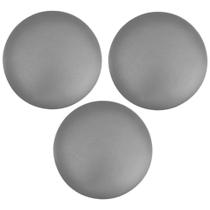 Kit 03 Assentos Redondo Banqueta Cadeira Estofados Poltronas H02 material sintético Cinza 25 cm - Lyam Decor