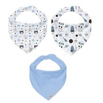 Kit 03 Babador Bandana de Bebê 100 Algodão 23cm x 18cm Cores Sortidas