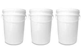 Kit 03 Baldes Plástico 22L Atóxico com Tampa Hermética e Alça para Armazenamento Alimentos Bebidas