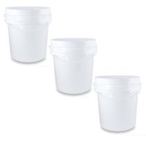 Kit 03 Baldes Plástico 5L Atóxico com Tampa Hermética e Alça para Armazenamento Alimentos Bebidas