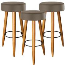 Kit 03 Banqueta Alta Suede Marrom Pés Palito Castanho Kit 03 Banqueta Alta Suede Marrom Pés Palito Castanho