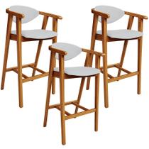 Kit 03 Banquetas Alta Para Cozinha Bancada Bar Sala de Jantar Fixa Cecília L02 Linho Cinza - Lyam Kit 03 Banquetas Alta Para Cozinha Bancada Bar Sala de Jantar Fixa Cecília L02 Linho Cinza - Lyam