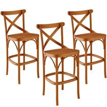 Kit 03 Banquetas Altas Cozinha Bancada Bar Sala de Jantar Ávila L02 Madeira Maciça - Lyam Kit 03 Banquetas Altas Cozinha Bancada Bar Sala de Jantar Ávila L02 Madeira Maciça - Lyam
