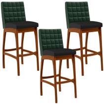 Kit 03 Banquetas Altas Mila Facto Verde Musgo Corano Preto