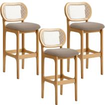 Kit 03 Banquetas Altas Para Cozinha Bancada Sala Tela Betta Fixa L02 Bouclê Bege - Lyam Kit 03 Banquetas Altas Para Cozinha Bancada Sala Tela Betta Fixa L02 Bouclê Bege - Lyam