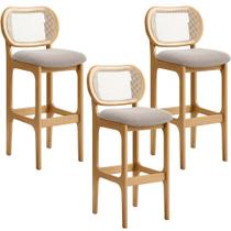 Kit 03 Banquetas Altas Para Cozinha Bancada Sala Tela Betta Fixa L02 Bouclê Creme - Lyam Kit 03 Banquetas Altas Para Cozinha Bancada Sala Tela Betta Fixa L02 Bouclê Creme - Lyam