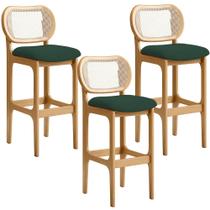 Kit 03 Banquetas Altas Para Cozinha Bancada Sala Tela Betta Fixa L02 Suede Verde Musgo - Lyam Kit 03 Banquetas Altas Para Cozinha Bancada Sala Tela Betta Fixa L02 Suede Verde Musgo - Lyam