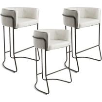 Kit 03 Banquetas Decorativa Fixa Base de Aço Choco Betina D02 Linho Creme A-48 - Lyam Decor