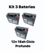 Kit 03 bateria 12v 18ah ciclo profundo bicicleta elétrica,scooter ,moto elétrica,cadeira de roda Kit 03 bateria 12v 18ah ciclo profundo bicicleta elétrica,scooter ,moto elétrica,cadeira de roda