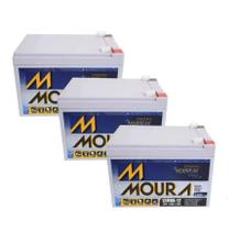 Kit 03 Bateria Gel Selada 12V 12ah - Moura No-break