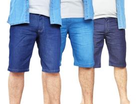 Kit 03 Bermuda Jeans Premium Masculino Elastano Short Kit 03 Bermuda Jeans Premium Masculino Elastano Short