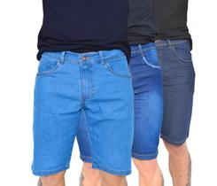 Kit 03 Bermuda Jeans Premium Masculino Elastano Short - Tbasics