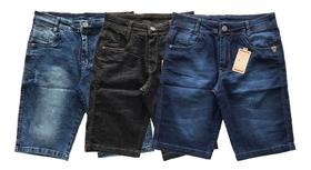 Kit 03 Bermuda Jeans Premium Masculino Elastano Short