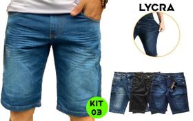 Kit 03 Bermuda Short Jeans Premium Masculino Atacado Revenda