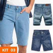Kit 03 Bermuda Short Jeans Premium Masculino Atacado Revenda - Tbasics