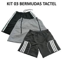 Kit 03 Bermudas Masculina Tactel - 38 ao 44, Academia , Lazer, Treino e Futebol