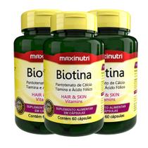 Kit 03 Biotina Cabelo Unhas E Vitaminas+Acido Fólico 60Caps