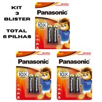 Kit 03 Blister Pilhas Panasonic Alcalina AA C/2 unidades cada