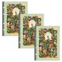 Kit 03 Bloco Refil Fichário Colegial (LOVELAND) Tiliflex 80 Folhas Decorada Animais Floresta Tilibra Caderno Argolado