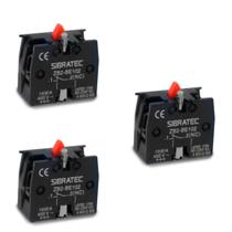 Kit 03 Blocos de Contato ZB2-BE102 1NF Para Botões e Seletoras Vermelho Sibratec