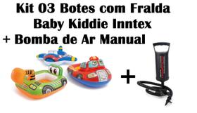 Kit 03 Boias Botes com Fralda Baby Kiddie+ Bomba de Ar Manual