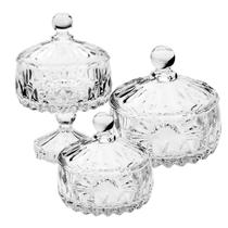 Kit 03 BOMBONIERE CRISTAL WOLFF BALEIRO POTE VIDRO BALAS BOMBOM COMPOTEIRA COM PÉ Kit 03 BOMBONIERE CRISTAL WOLFF BALEIRO POTE VIDRO BALAS BOMBOM COMPOTEIRA COM PÉ