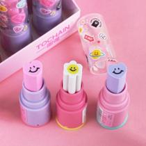 Kit 03 Borracha com Apontador Batom 2 em 1 Lipstick Kawaii