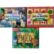 Kit 03 Brimquedos ( Jogo Da Memória Animais 26 + Jogo Da Memória Frutas 26 Peças + Jogo Do Mico ). Kit 03 Brimquedos ( Jogo Da Memória Animais 26 + Jogo Da Memória Frutas 26 Peças + Jogo Do Mico ).