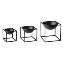 Kit 03 Cachepot Com Suporte Metalico Preto M02 - D'Rossi