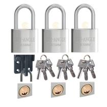 Kit 03 Cadeados Medio Chave Atomica Triangle 45MM resistente robusto Proteção Antifurto