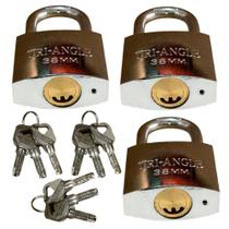 Kit 03 Cadeados Pequeno 38mm Chave Atomica Original Proteção Antifurto Kit 03 Cadeados Pequeno 38mm Chave Atomica Original Proteção Antifurto