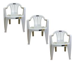 Kit 03 Cadeira Poltrona Plástico Mor Resistente Braço Bela Vista