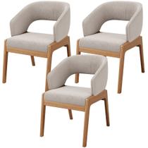 Kit 03 Cadeiras de Jantar e Estar Living Estofada Lince L02 Bouclê Bege - Lyam Decor Kit 03 Cadeiras de Jantar e Estar Living Estofada Lince L02 Bouclê Bege - Lyam Decor