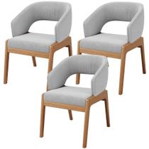 Kit 03 Cadeiras de Jantar e Estar Living Estofada Lince L02 Bouclê Cinza - Lyam Decor Kit 03 Cadeiras de Jantar e Estar Living Estofada Lince L02 Bouclê Cinza - Lyam Decor