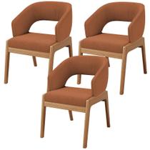 Kit 03 Cadeiras de Jantar e Estar Living Estofada Lince L02 Bouclê Terracota - Lyam Decor Kit 03 Cadeiras de Jantar e Estar Living Estofada Lince L02 Bouclê Terracota - Lyam Decor