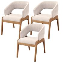 Kit 03 Cadeiras de Jantar e Estar Living Estofada Lince L02 Suede Bege - Lyam Decor Kit 03 Cadeiras de Jantar e Estar Living Estofada Lince L02 Suede Bege - Lyam Decor