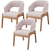 Kit 03 Cadeiras de Jantar e Estar Living Estofada Lince L02 Suede Rosê - Lyam Decor Kit 03 Cadeiras de Jantar e Estar Living Estofada Lince L02 Suede Rosê - Lyam Decor