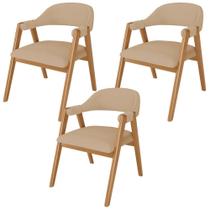 Kit 03 Cadeiras de Jantar e Estar Living Estofada Nadja L02 Linho Bege Escuro - Lyam Decor Kit 03 Cadeiras de Jantar e Estar Living Estofada Nadja L02 Linho Bege Escuro - Lyam Decor