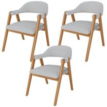 Kit 03 Cadeiras de Jantar e Estar Living Estofada Nadja L02 Linho Cinza - Lyam Decor Kit 03 Cadeiras de Jantar e Estar Living Estofada Nadja L02 Linho Cinza - Lyam Decor