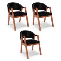 Kit 03 Cadeiras de Jantar e Living Anisha Estofada material sintético Preto - Desk Design