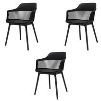 Kit 03 Cadeiras Marcela Preta Sala Cozinha Jantar Preto