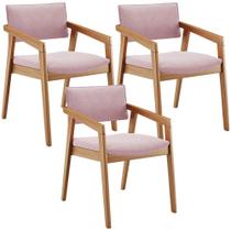 Kit 03 Cadeiras Para Sala de Jantar Estar Living Giorgia B04 Bouclê Rosê - Lyam Decor Kit 03 Cadeiras Para Sala de Jantar Estar Living Giorgia B04 Bouclê Rosê - Lyam Decor