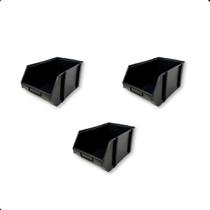 Kit 03 Caixas Bin N5 Gaveteiro Organizadora Estante para Ferramentas Parafusos Pregos Preta