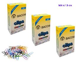 Kit 03 Caixas de Clipes 6/0 Colorido 50 Unidades Cada Bacchi